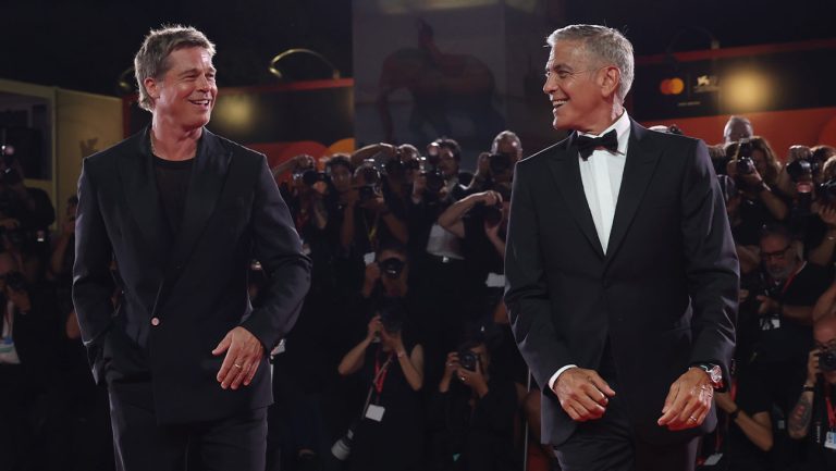 ‘Wolfs’ Stars Brad Pitt, George Clooney Touch Down at Venice 5