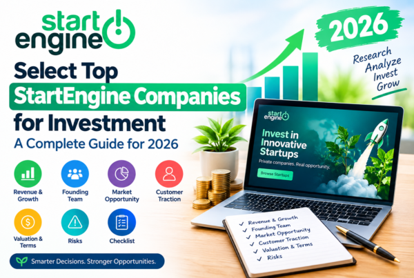 Laptop showing StartEngine startup investment opportunities and investment research
