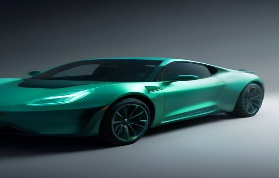 Solid-State EV Battery pack glowing blue in a futuristic electric vehicle chassis