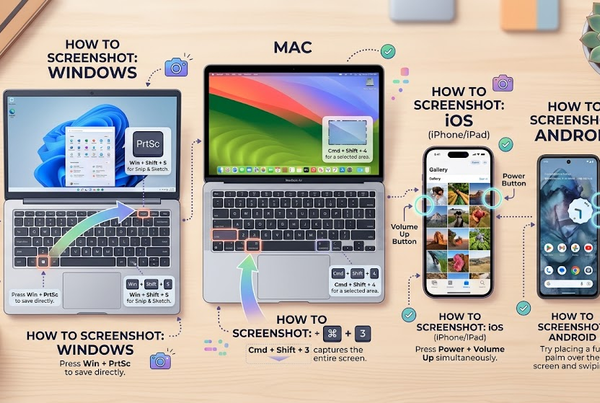 Keyboard highlighting shortcuts for how to screenshot on windows using Win Shift S