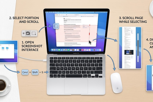 Mac Scrolling Screenshot Without Software step-by-step native workflow visual guide