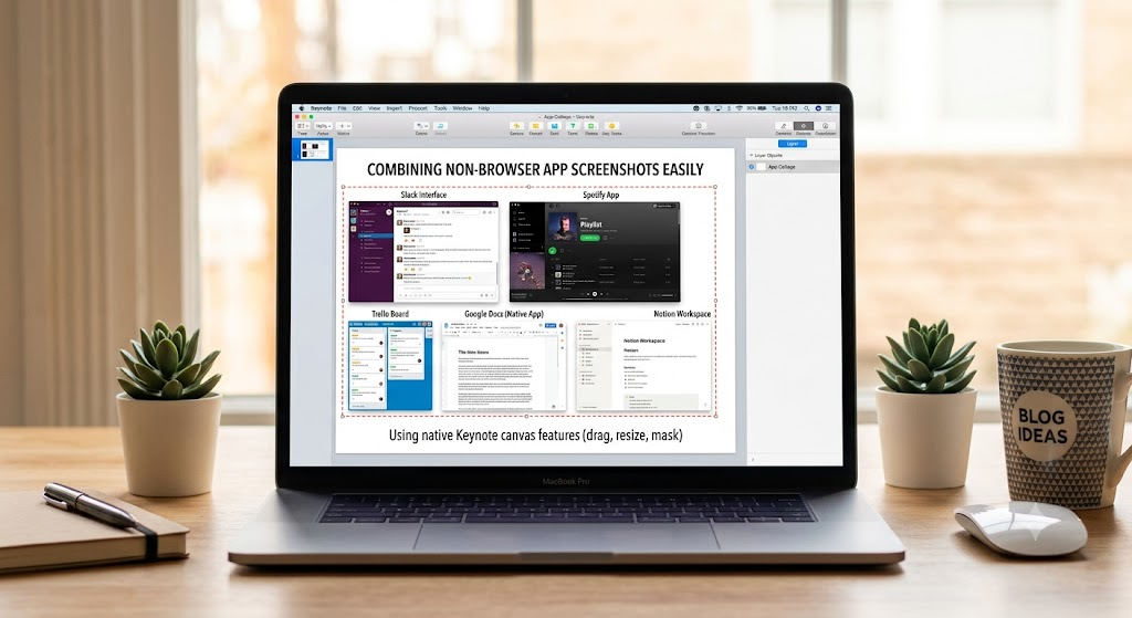 Stitching screenshots natively using Apple Preview and Keynote canvas
