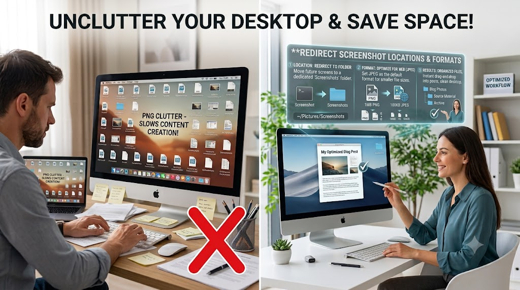 Redirecting screenshot locations keeps your desktop clean and improves file organization.